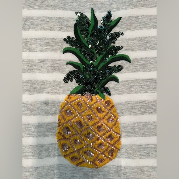 🎉HP🎉 Banana Republic Striped Sequined Pineapple Graphic Tee - Picture 6 of 8